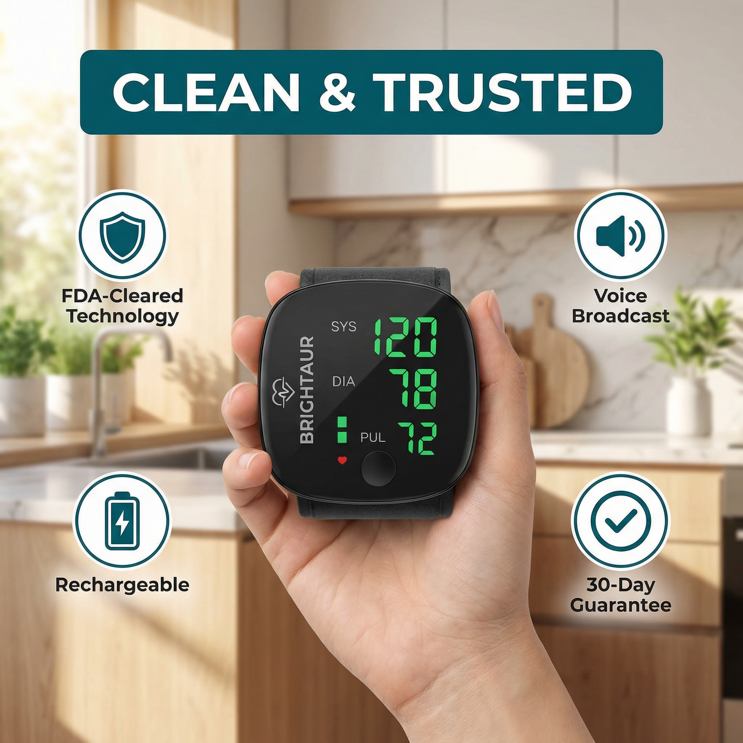 Brightaur™ Wrist Blood Pressure Monitor